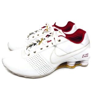 nike shox white and gold